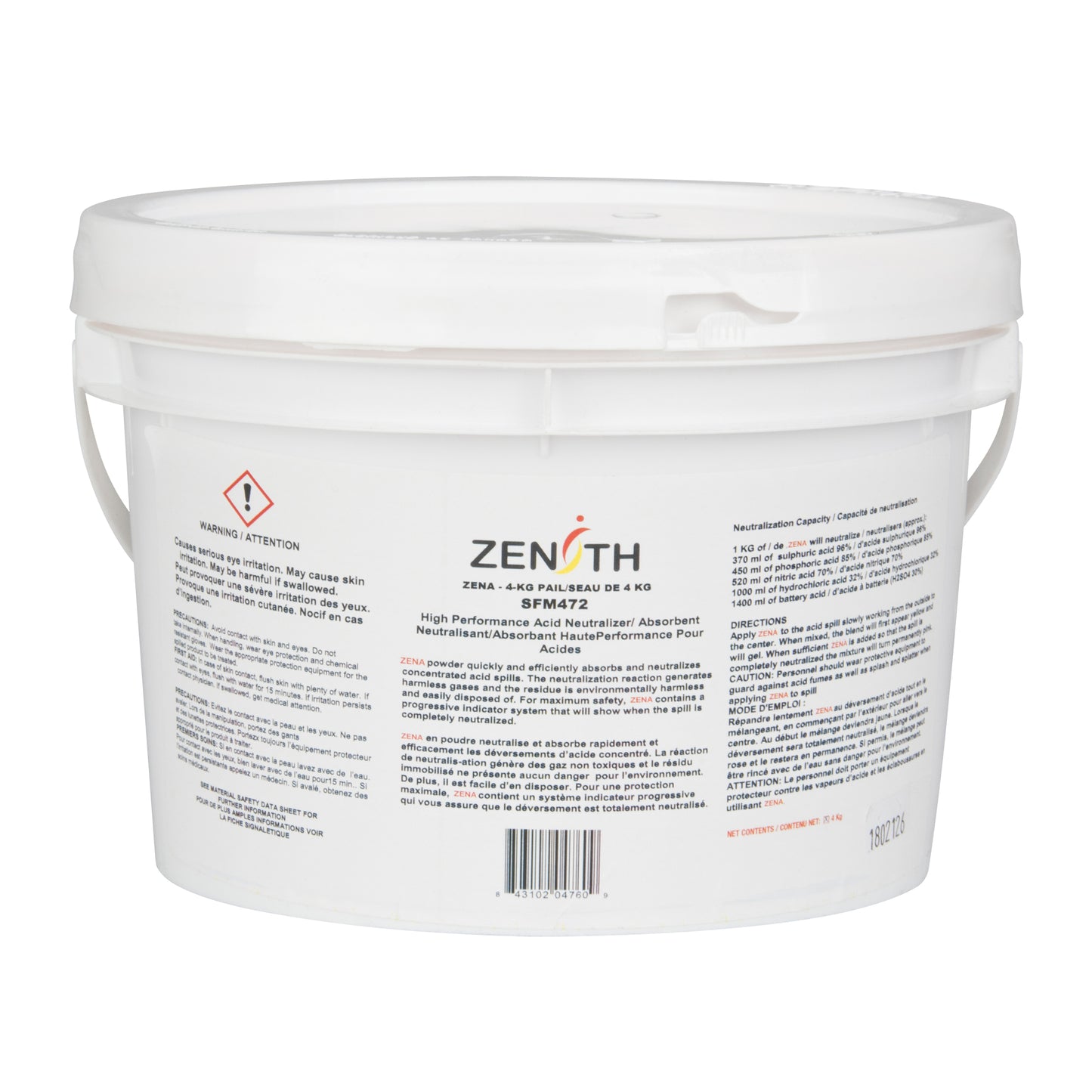 Zenith Safety Products Sorbent Neutraliser, Dry, 4 kg, Acid