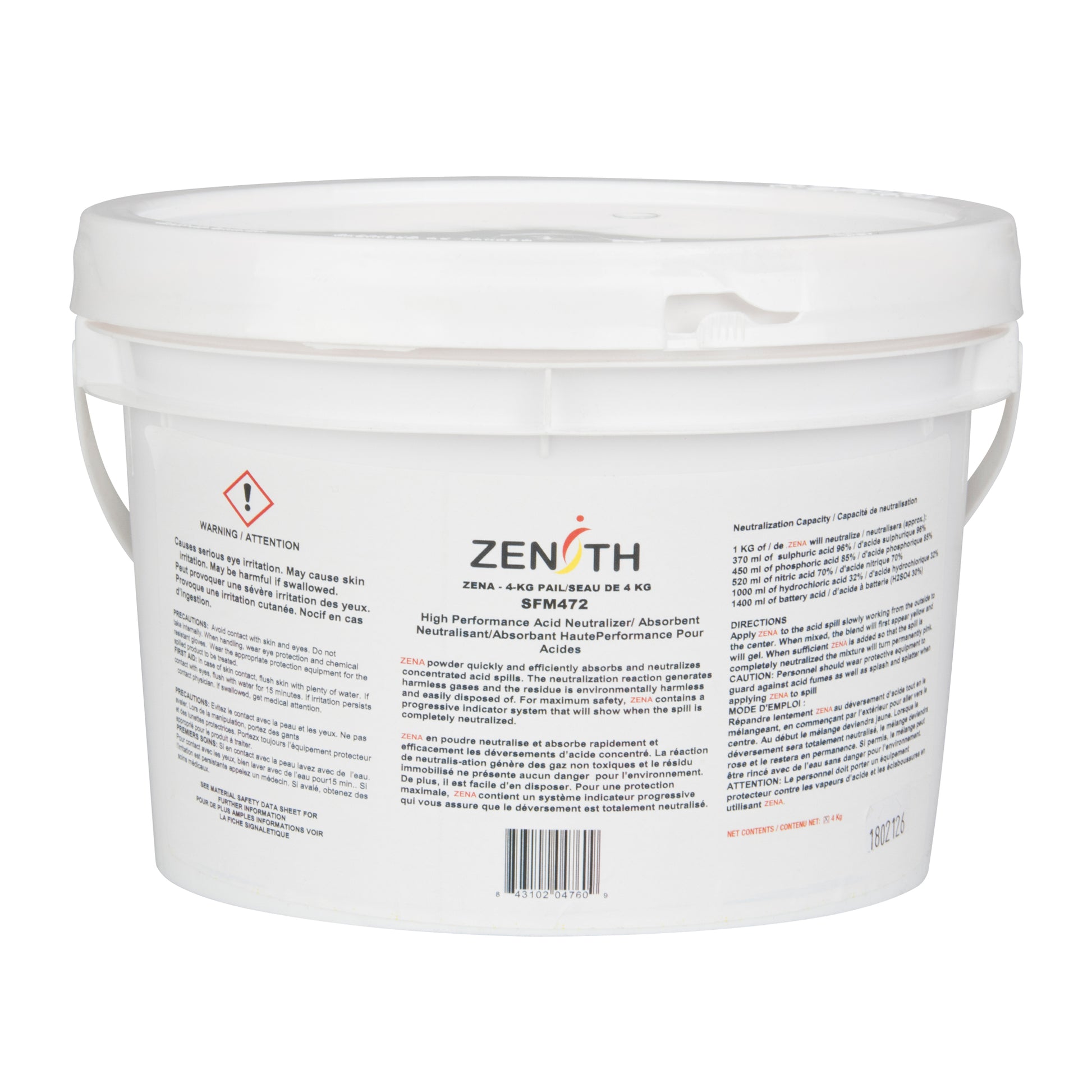 Zenith Safety Products Sorbent Neutraliser, Dry, 4 kg, Acid