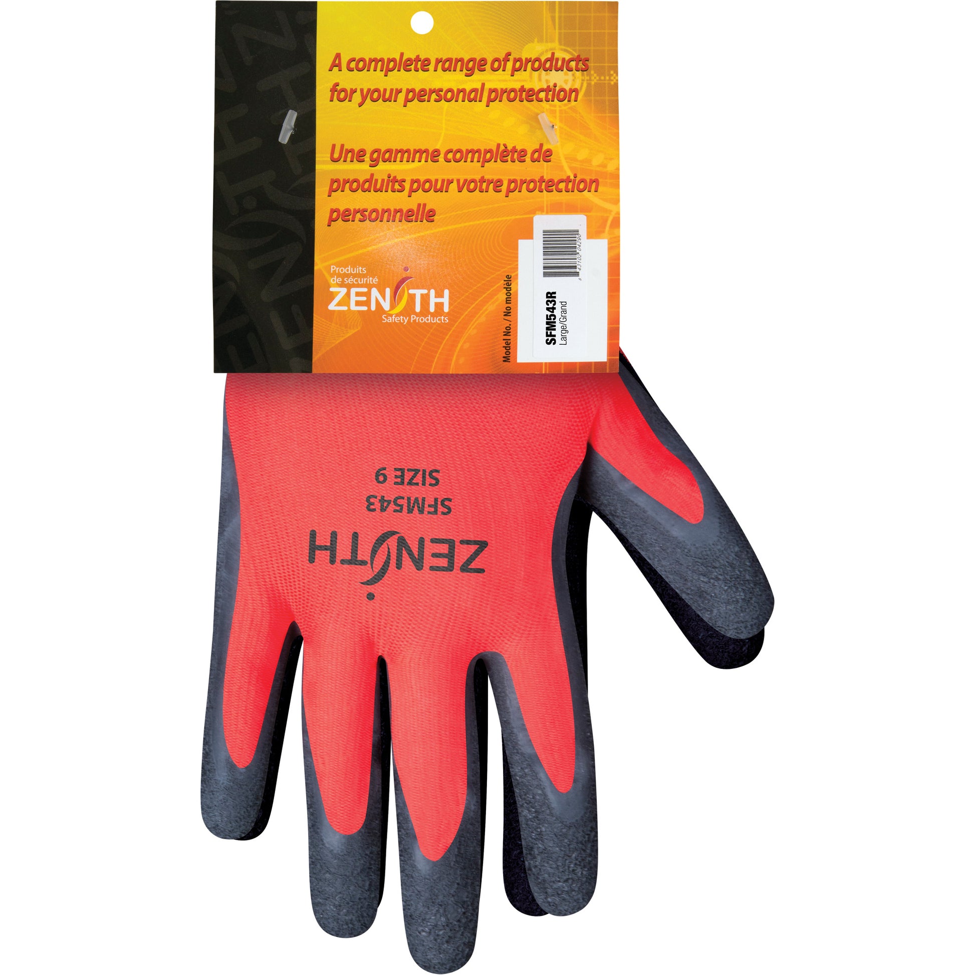 Zenith Safety Products Coated Gloves, 9, Rubber Latex Coating, 13 Gauge, Polyester Shell