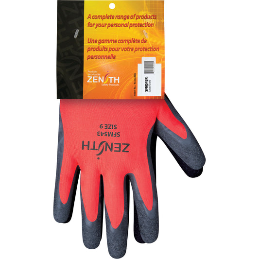 Zenith Safety Products Coated Gloves, 9, Rubber Latex Coating, 13 Gauge, Polyester Shell