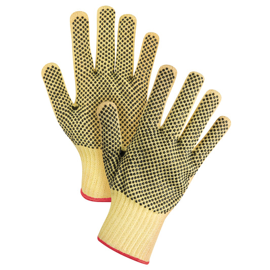 Zenith Safety Products Double-Sided Dotted Seamless String Knit Gloves, Size Small/7, 7 Gauge, PVC Coated, Kevlar® Shell, ASTM ANSI Level A2/EN 388 Level 3