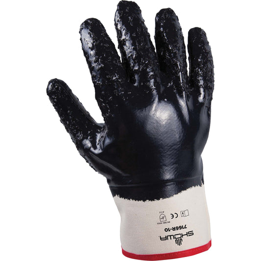 Showa 7166R Rough Grip Gloves, 9/Large, Foam Nitrile Coating, Jersey/Cotton Shell