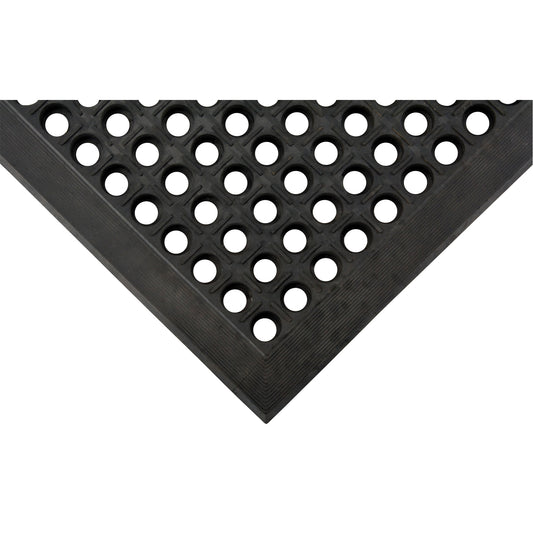 Zenith Safety Products Anti-Fatigue Matting, Slotted, 3' x 5' x 7/8", Black, Natural Rubber