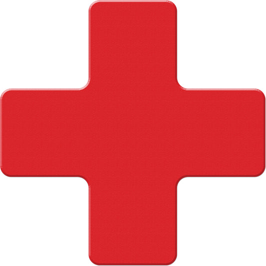 Incom Top Tape & Label Armor Stripe Lean/5S Markers, Cross, 6" L x 6" W, Red, Plastic
