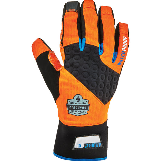 Ergodyne ProFlex® 818WP Performance High-Visibility Thermal Waterproof Utility Gloves, Polyurethane Palm, Size Large