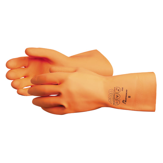 Superior Glove Works Ltd. 408 Heavyweight Gloves, Size Large/9, 13" L, Latex, Flock-Lined Inner Lining, 30-mil