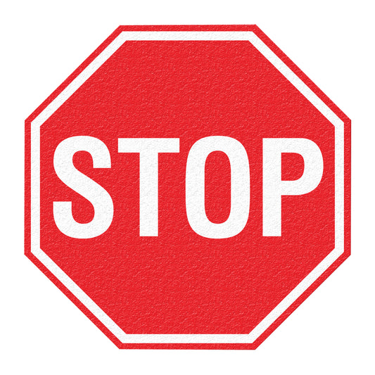 Incom Top Tape & Label "Stop" Floor Sign, Adhesive, English with Pictogram