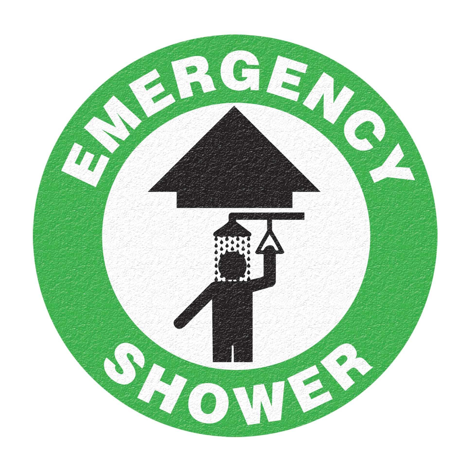 Incom Top Tape & Label "Emergency Shower" Floor Sign, Adhesive, English with Pictogram