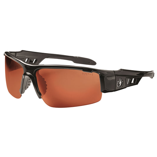 Ergodyne Skullerz® Dagr Safety Glasses, Copper Lens, Anti-Scratch/Polarized, ANSI Z87+/Meets/Exceeds CSA Z94.3