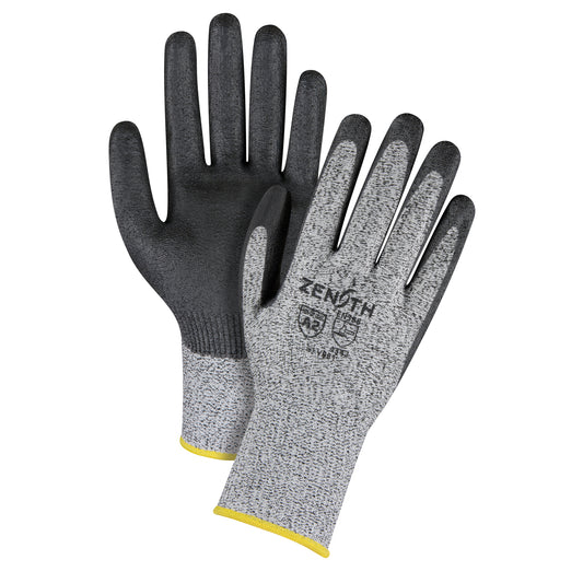 Zenith Safety Products Seamless Stretch Cut-Resistant Gloves, Size X-Large/10, 13 Gauge, Polyurethane Coated, HPPE Shell, ANSI/ISEA 105 Level 2/EN 388 Level 3