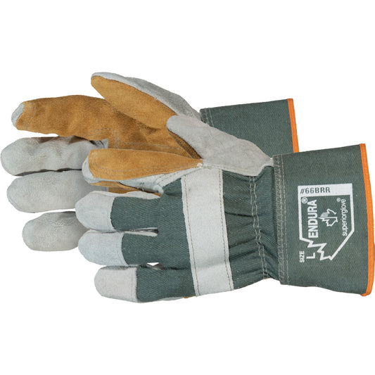 Superior Glove Works Ltd. Endura® Double-Palm Fitters Gloves, One Size, Split Cowhide Palm