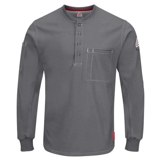 Bulwark Excel FR® Long Sleeve Henley Shirts, 2X-Large, Grey