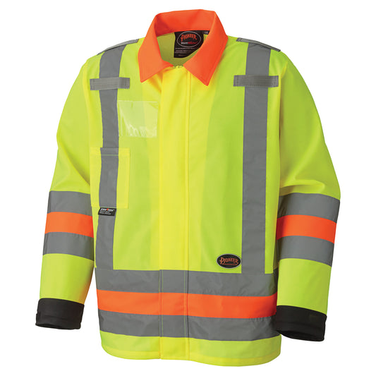 Pioneer 6007 Breathable Traffic Control Safety Jackets, Polyester, High Visibility Lime-Yellow, Medium