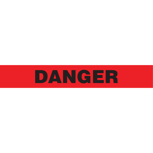 Incom Top Tape & Label Barricade Tape, English, 3" W x 1000' L, 3 mils, Black on Red