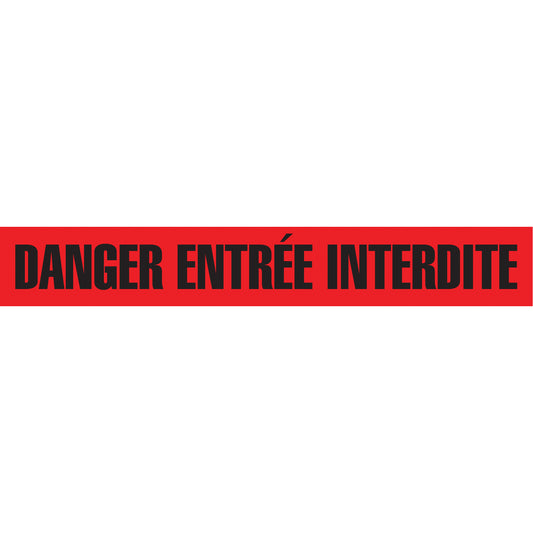 Incom Top Tape & Label Barricade Tape, French, 3" W x 1000' L, 3 mils, Black on Red
