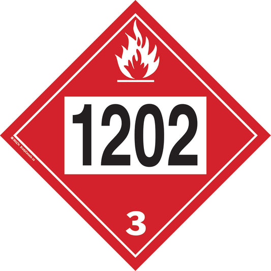 Brady 1202 Fuel Oil Flammable Liquid TDG Placard, Plastic/Vinyl