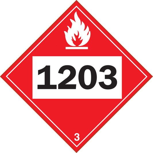 Brady 1203 Gasohol & Gasoline Flammable Liquid TDG Placard, Adhesive Vinyl