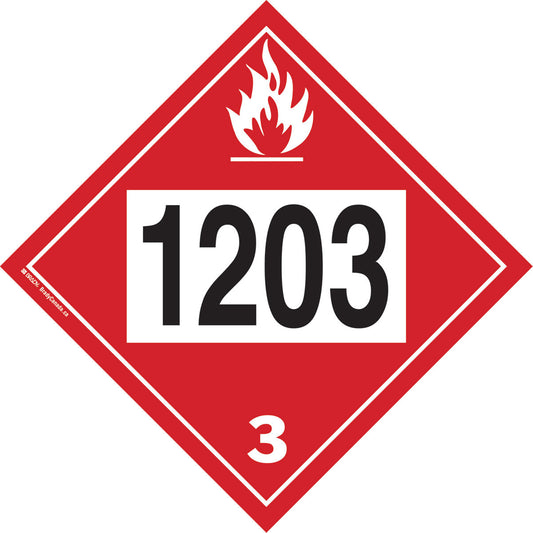 Brady 1203 Gasohol & Gasoline Flammable Liquid TDG Placard, Plastic