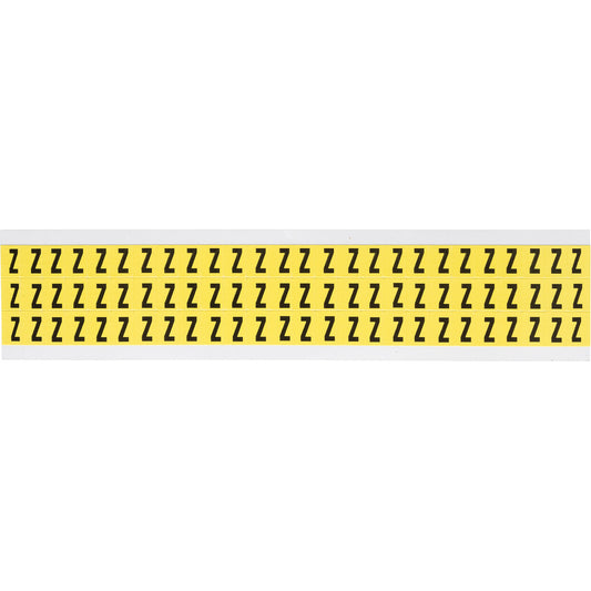 Brady Repositionable Individual Number & Letter Labels, Z, 3/8" H, Black on Yellow