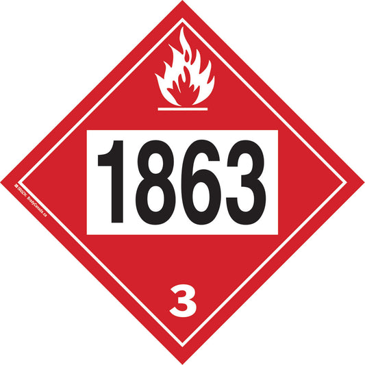 Brady 1863 Aviation Fuel Flammable Liquid TDG Placard, Plastic