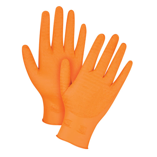 Zenith Safety Products Heavyweight Gripper Gloves, Medium, Nitrile, 7-mil, Powder-Free, Orange