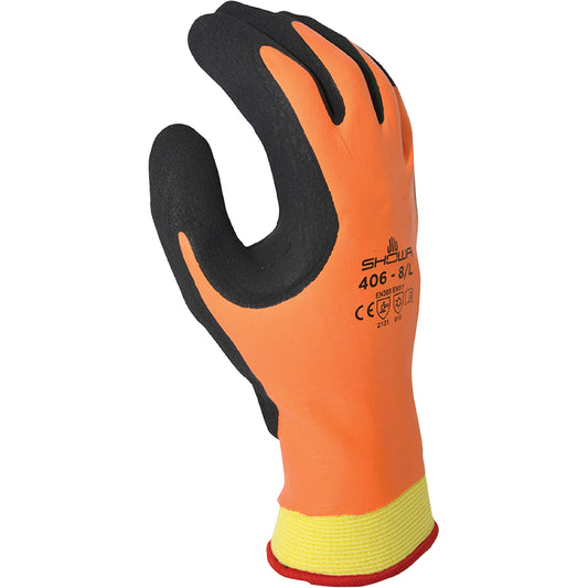 Showa ATLAS® 406 Insulated Gloves, 7/Medium, Rubber Latex Coating, Polyester/Nylon Shell