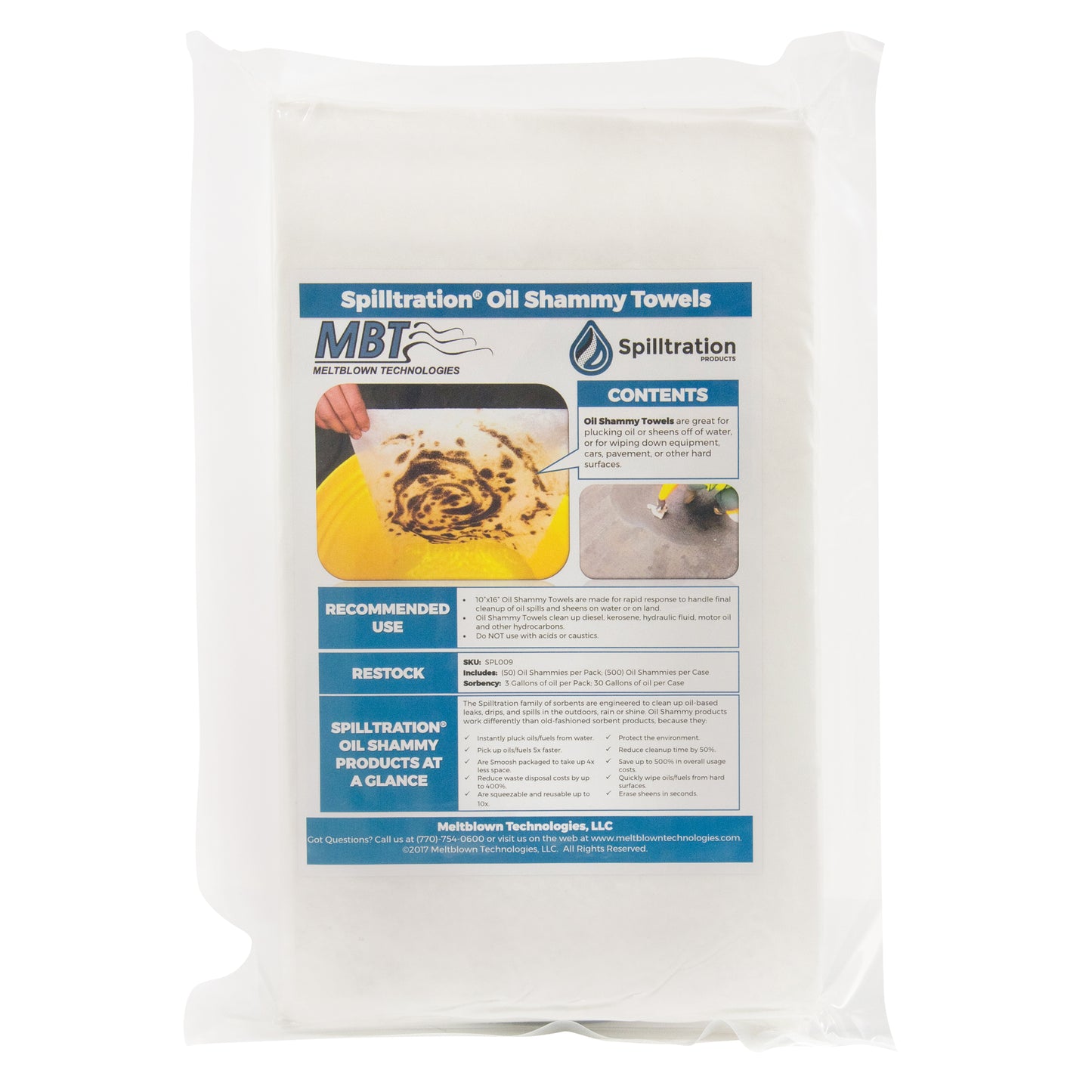  Spilltration™ Oil Shammy Towels, Oil Only, 16" x 10", 29 gal. Absorbancy