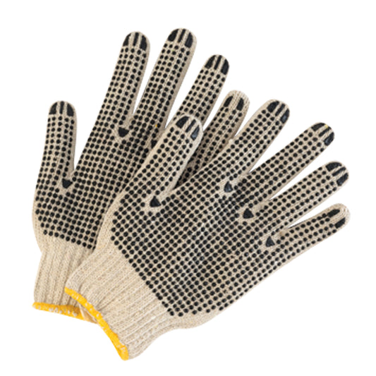  String Knit Gloves with Palm Dots, Poly/Cotton, Single Sided, 7 Gauge, Medium