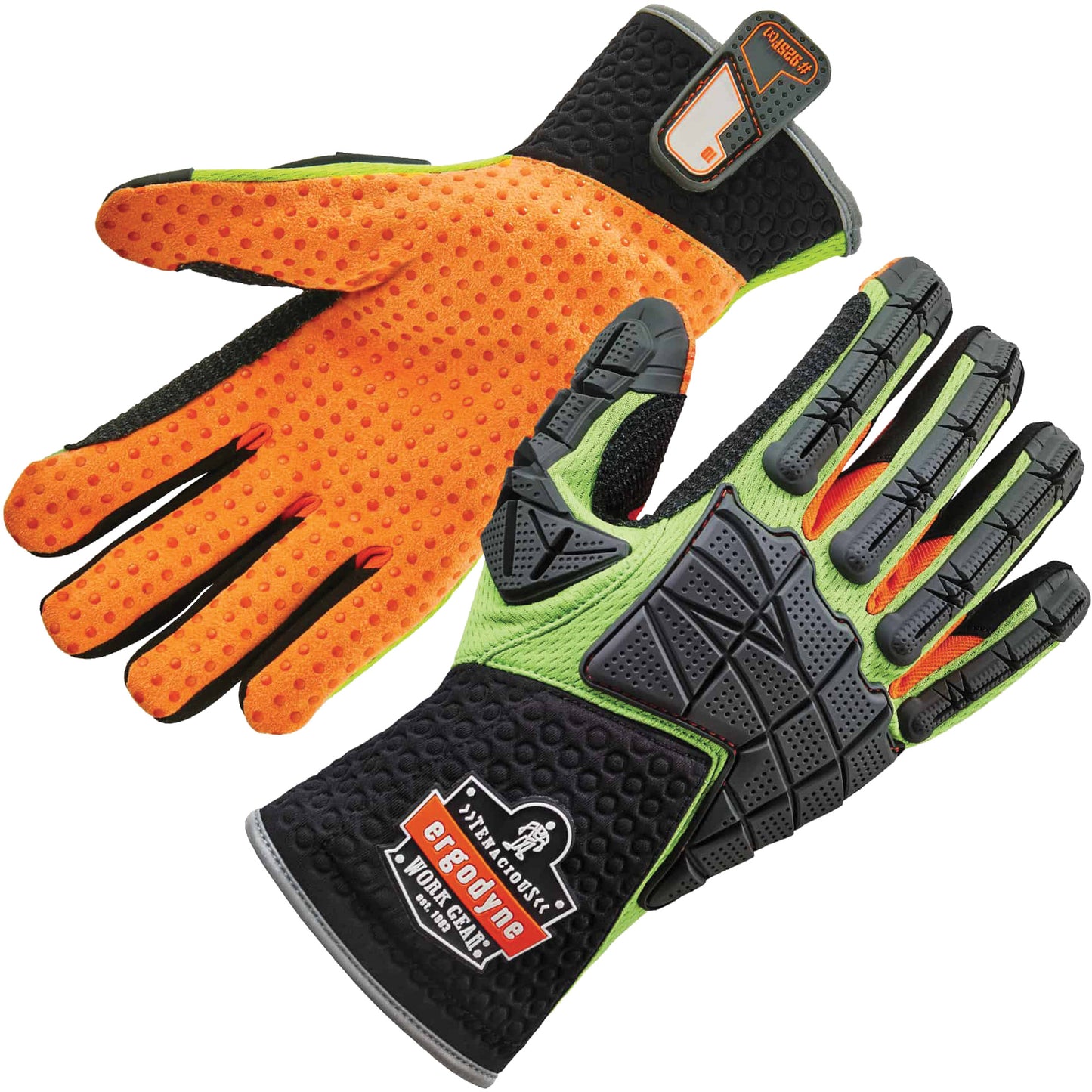 Ergodyne ProFlex® 925F(X) Dorsal Impact-Reducing Gloves, 2X-Large, Split Leather Palm, Slip-On Cuff