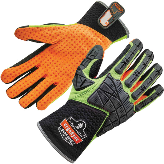 Ergodyne ProFlex® 925F(X) Dorsal Impact-Reducing Gloves, 2X-Large, Split Leather Palm, Slip-On Cuff