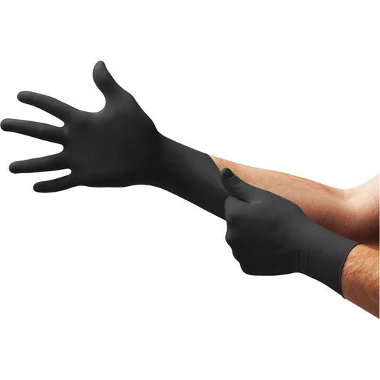 Microflex MidKnight® Exam Gloves, Large, Nitrile, 4.7-mil, Powder-Free, Black, Class 2