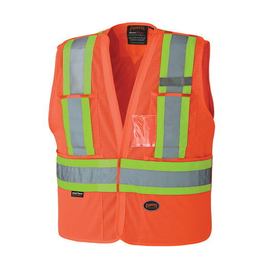 Pioneer 6932 Tear-Away Safety Vest, High Visibility Orange, Large/X-Large, Polyester