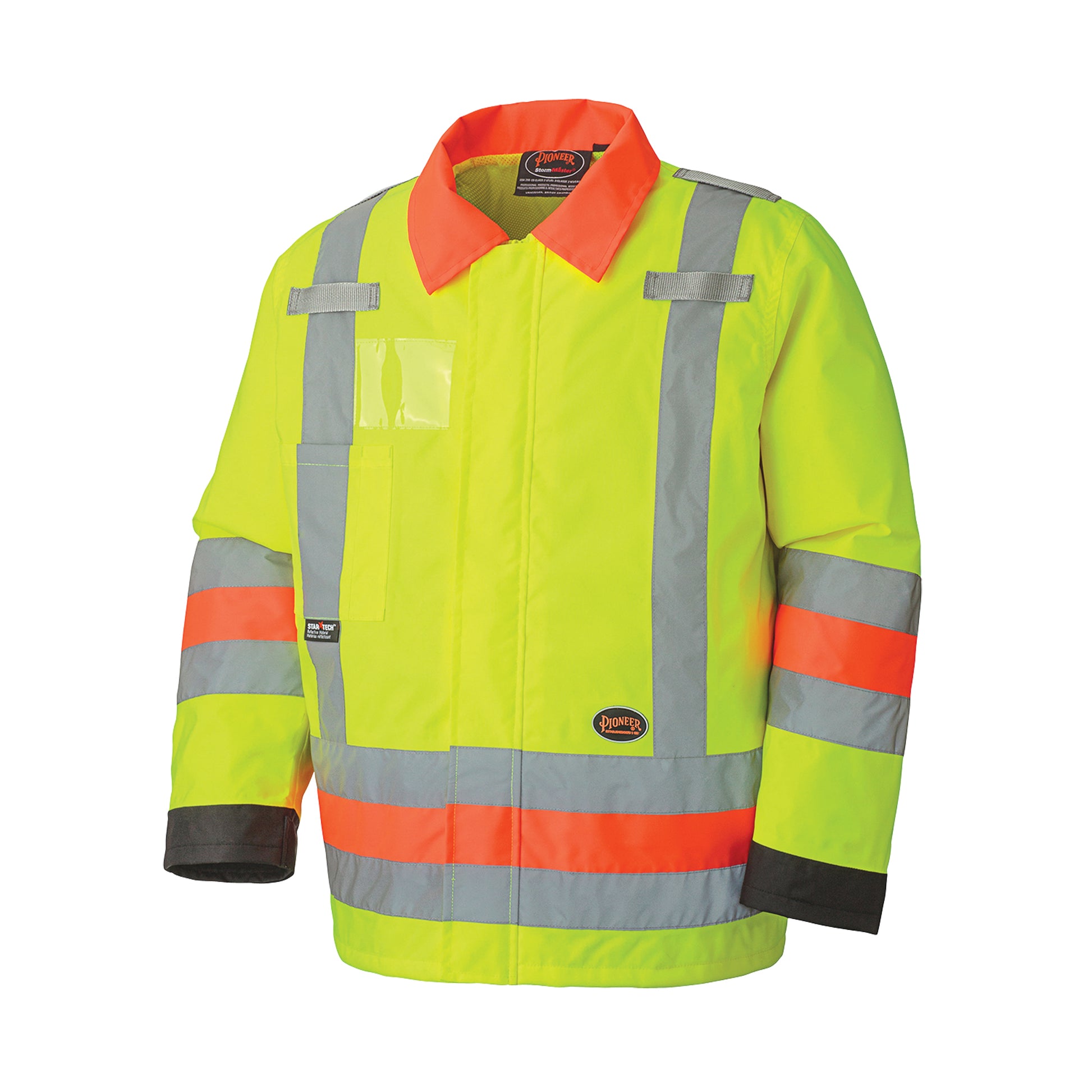 Pioneer 6037 Traffic Control Waterproof Safety Jacket, Polyester, High Visibility Lime-Yellow, 3X-Large