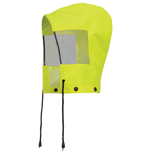 Pioneer 6037H Hood for Traffic Control Waterproof Safety Jacket, High Visibility Lime-Yellow, Polyester