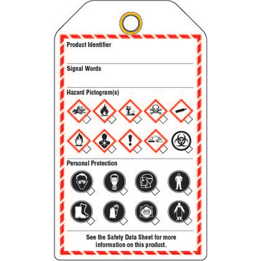 Incom Top Tape & Label Workplace Tags, Cardstock, 3-3/8" W x 5-3/4" H, English