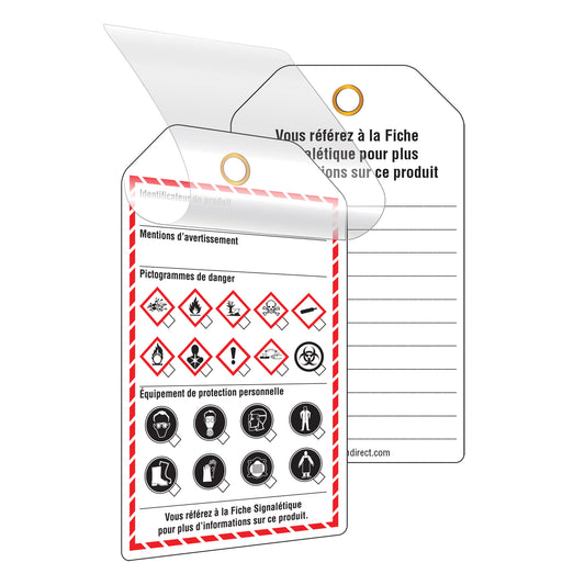 Incom Top Tape & Label Self-Laminating Workplace Tags, Cardstock, 3-3/8" W x 5-3/4" H, French