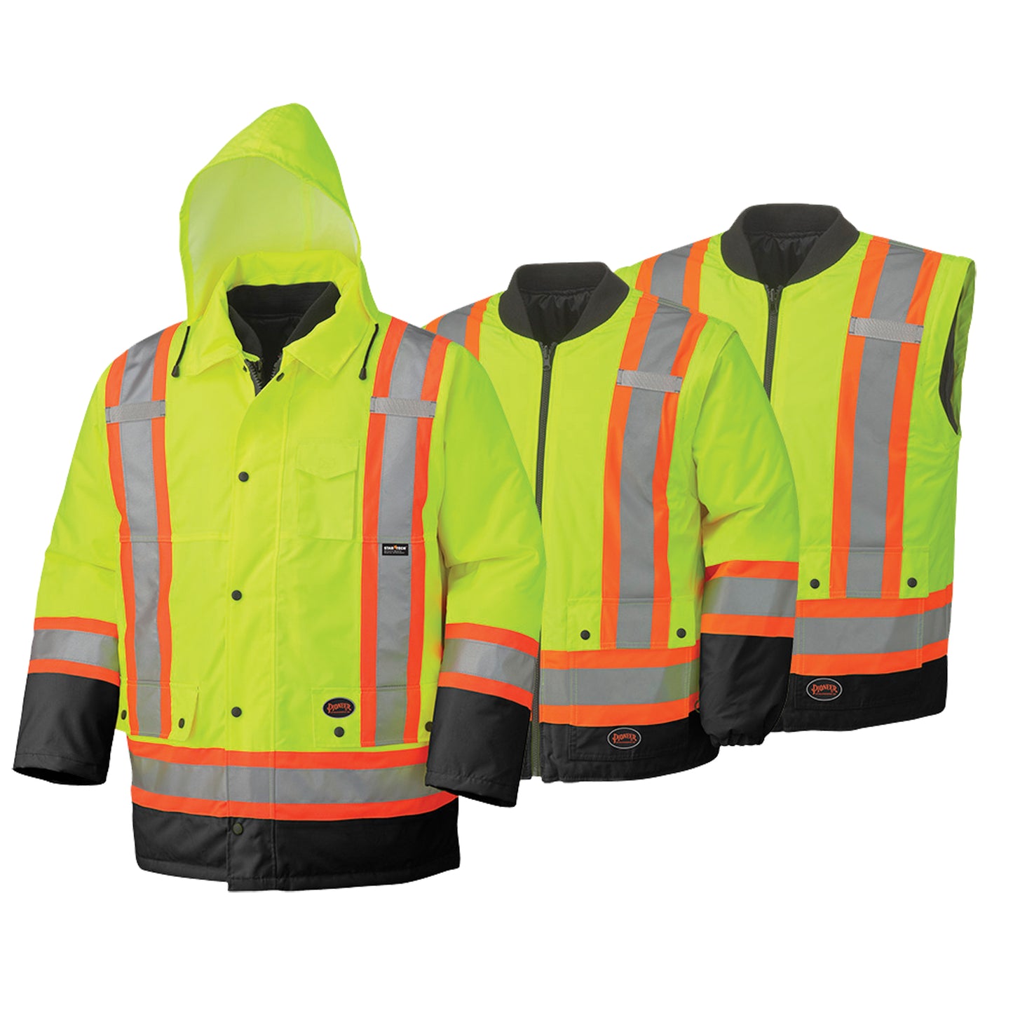 Pioneer 5021BB 6-in-1 Parka, High Visibility Lime-Yellow, Small