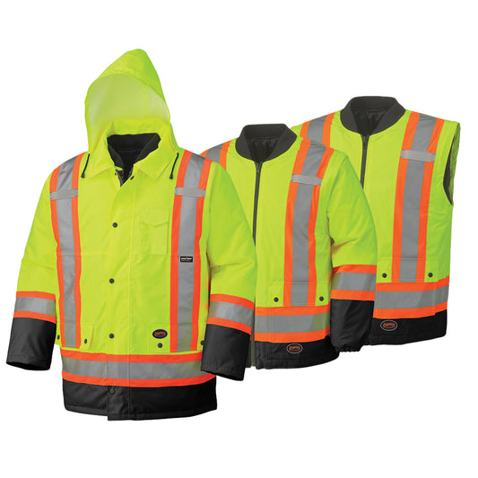 Pioneer 5021BB 6-in-1 Parka, High Visibility Lime-Yellow, Small