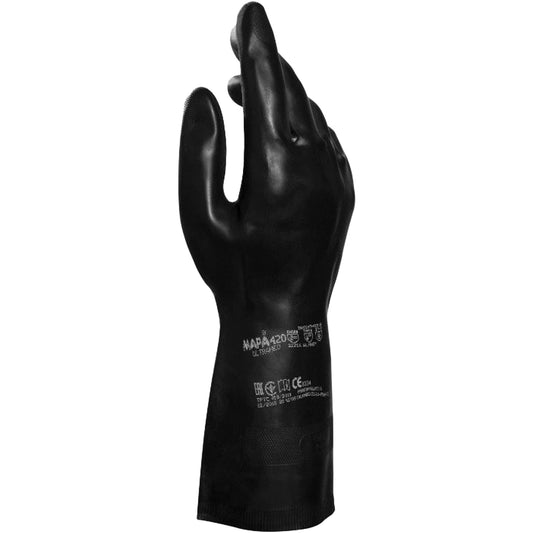Mapa Professional Technic NS-420 Gloves, Size X-Large/10, 12.5" L, Latex/Neoprene, Flock-Lined Inner Lining, 30-mil