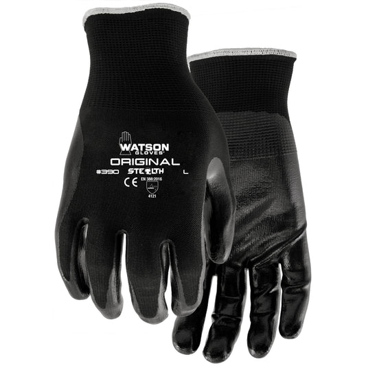 Watson Gloves Stealth Original Coated Gloves, 10/X-Large, Nitrile Coating, 13 Gauge, Nylon Shell