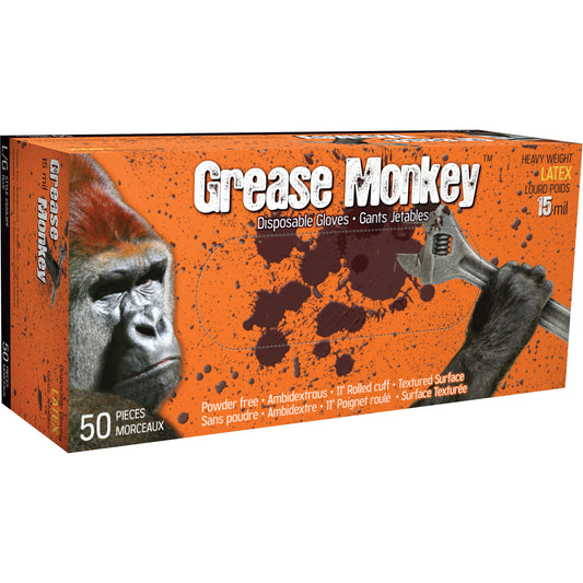 Watson Gloves Grease Monkey Gloves, X-Large, Latex, 15-mil, Powder-Free, Blue