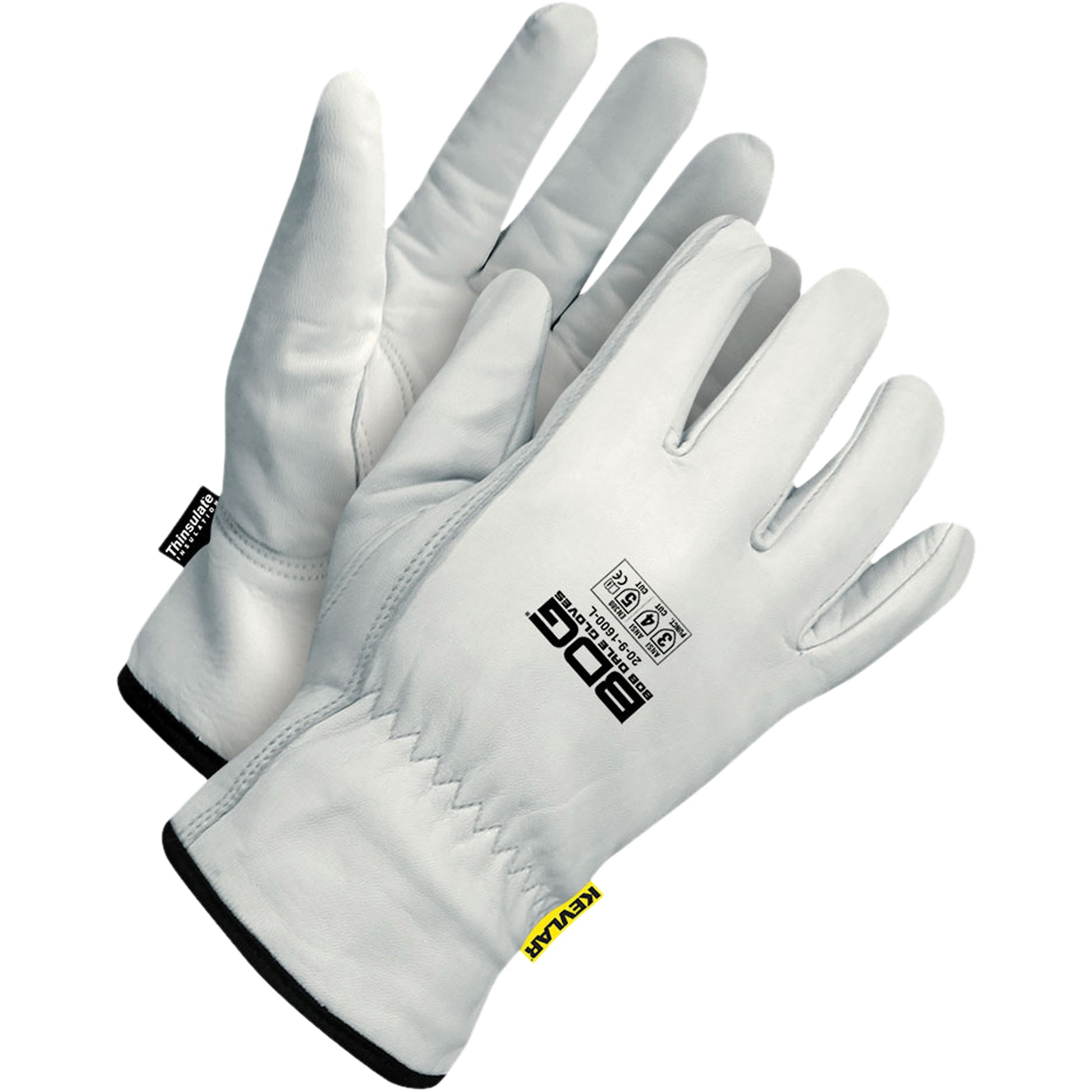Bob Dale Gloves Thermal Cut-Resistant Driver's Gloves, 2X-Large, Grain Goatskin Palm, Thinsulate™ Inner Lining