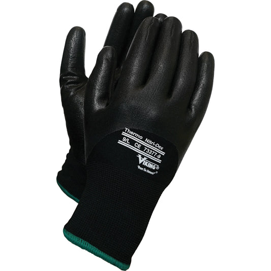 Viking Thermo Nitri-Dex Gloves, 9/Large, Nitrile Coating, 15 Gauge, Nylon Shell