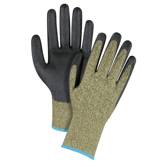 Zenith Safety Products Black & Yellow Seamless Stretch Cut-Resistant Gloves, Size X-Large/10, 13 Gauge, Foam Nitrile Coated, Aramid Shell, ASTM ANSI Level A6