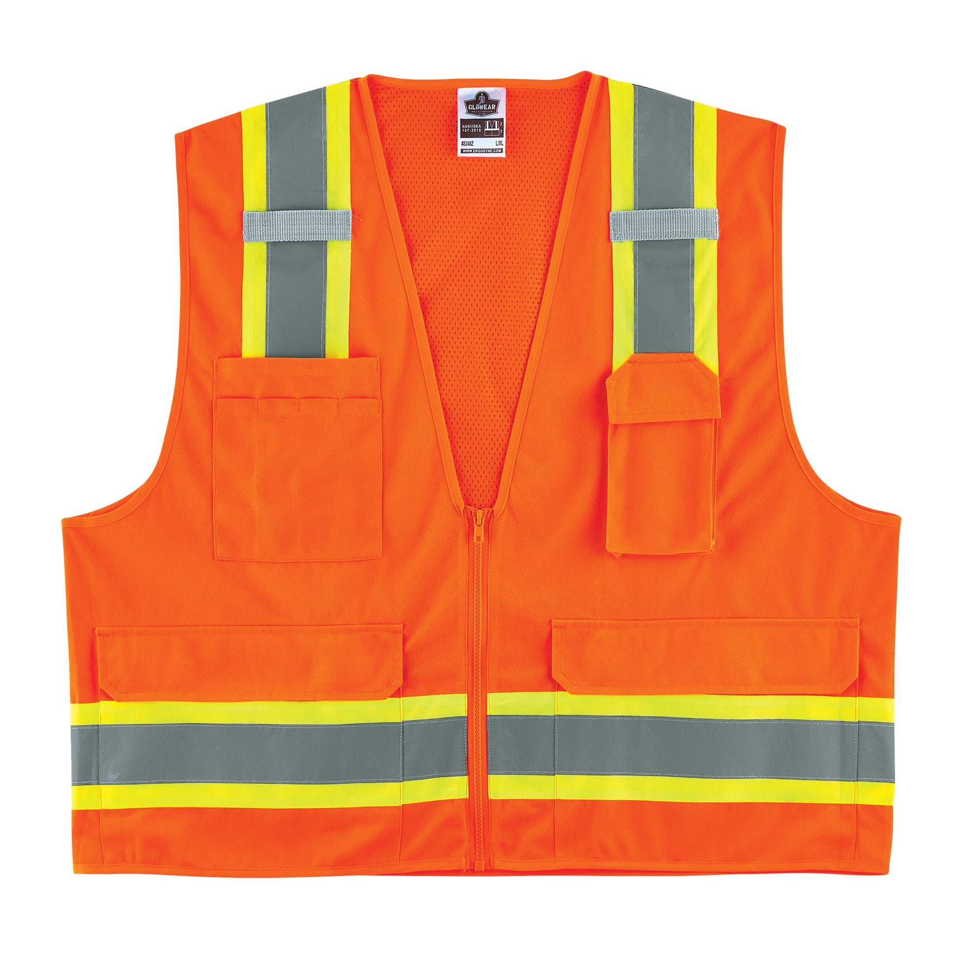 Ergodyne GloWear® 8248Z Two-Tone Surveyors Vest, High Visibility Orange, Medium/Small, Polyester