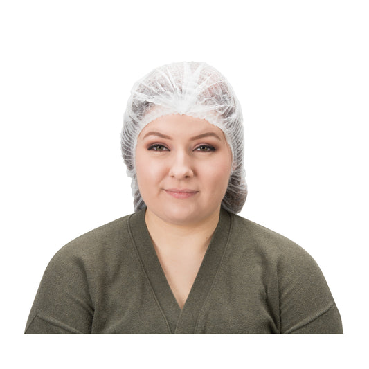 Zenith Safety Products Pleated Bouffant Cap, Polypropylene, 21", White