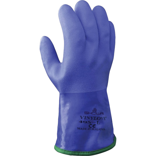 Showa Atlas 495 Insulated Fully-Coated Glove, Size Medium/8, 11.8" L, PVC, Acrylic/Cotton Inner Lining, Winter Weight