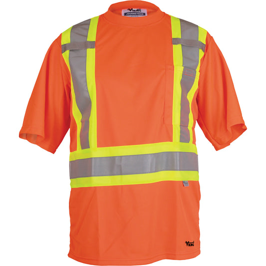 Viking Viking® Safety T-Shirt, Polyester, 2X-Large, High Visibility Orange