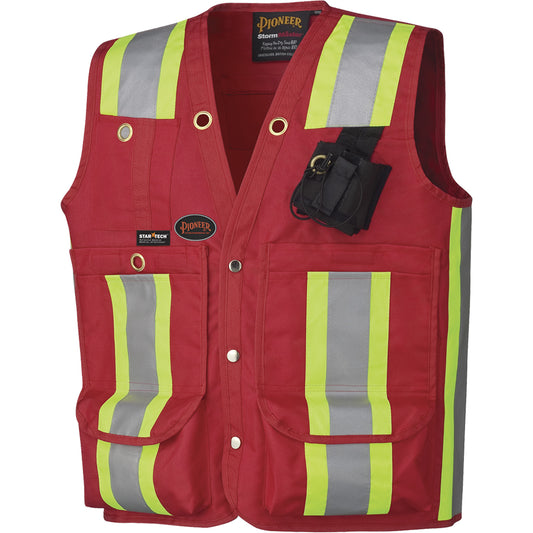 Pioneer 695 Surveyor & Supervisor Safety Vest, Red, 5X-Large, Polyester