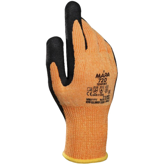 Mapa Professional TempDex 720 Thermal Cut-Resistant Gloves, Size 11, Nitrile Coated, Aramid Shell, ASTM ANSI Level A2/EN 388 Level 3/EN 388 Level B